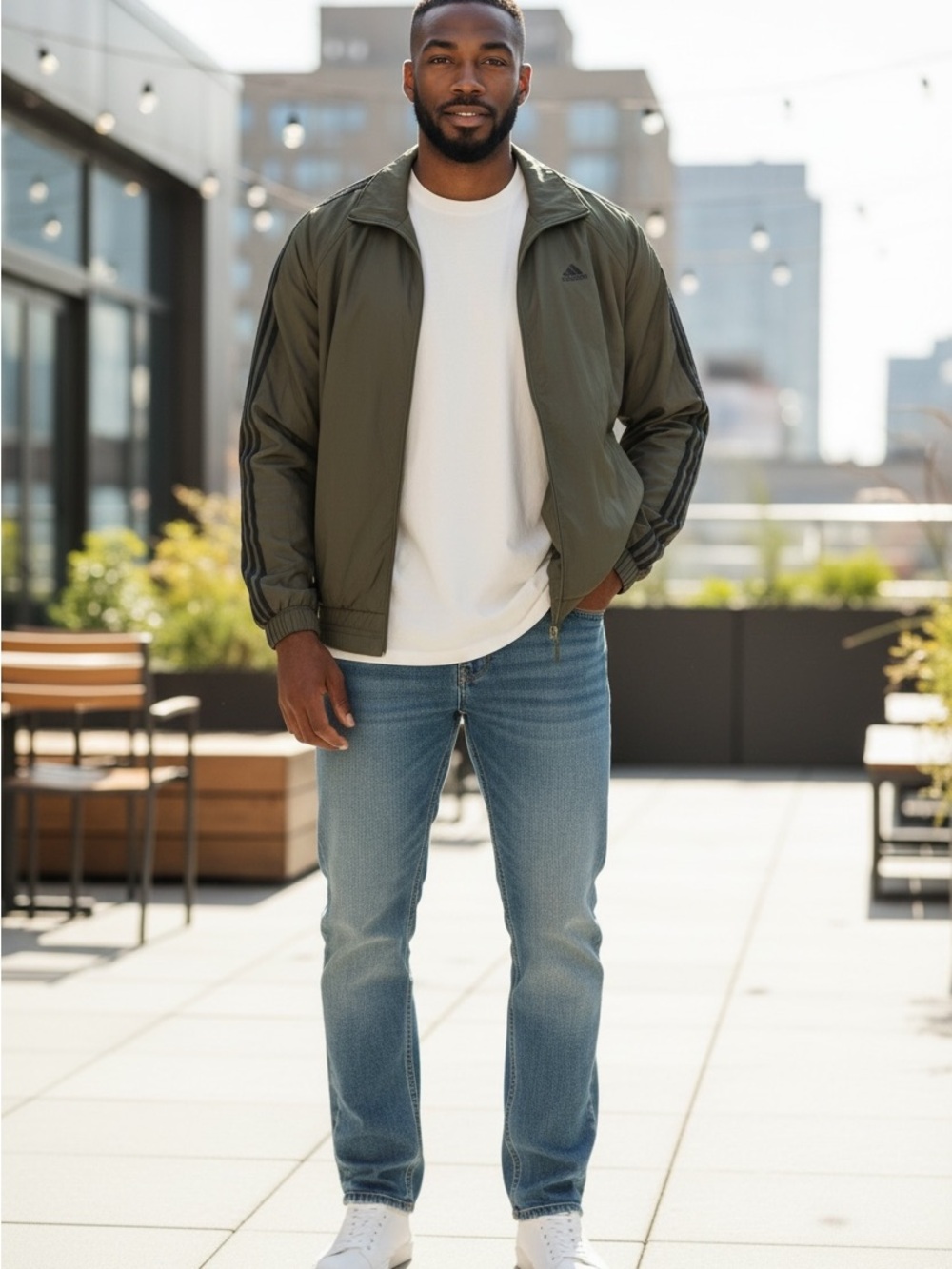 Adidas’s Men's Olive Green Track Jacket